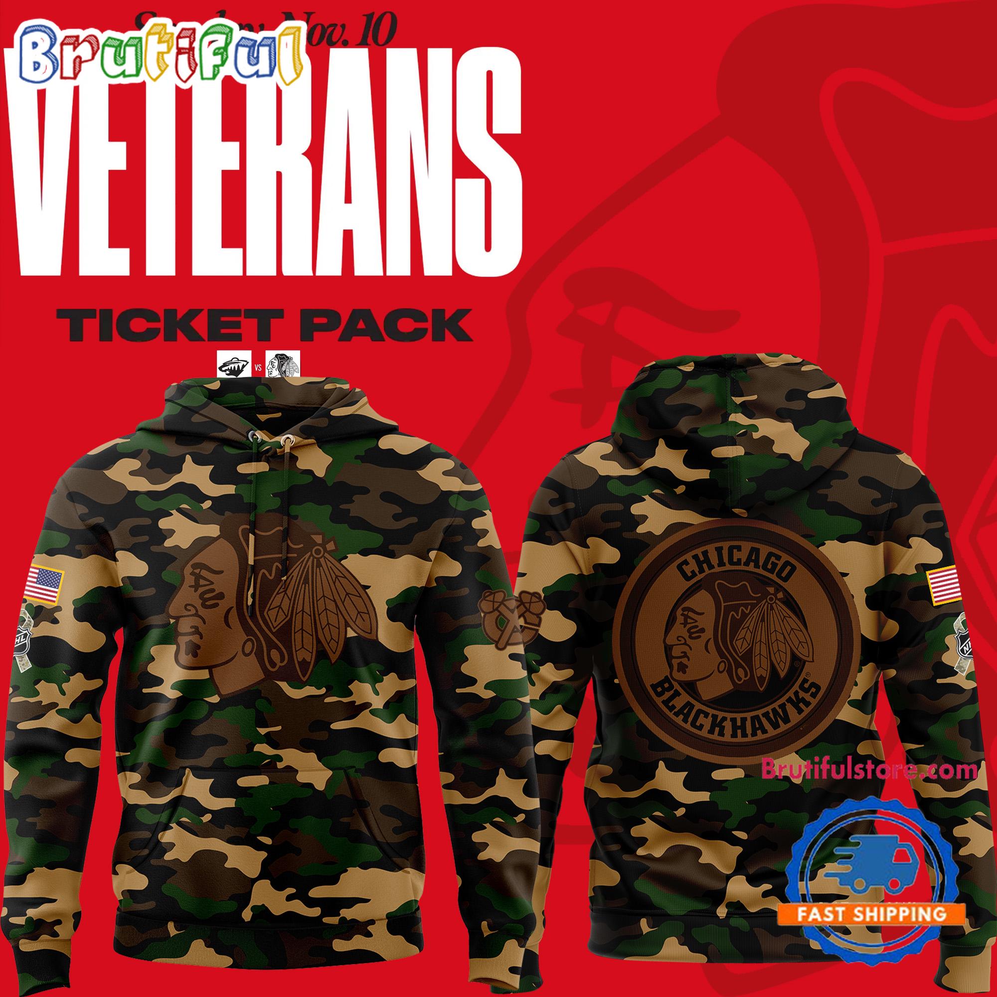 Chicago Blackhawks Veterans Limited Edition New 3D Shirt