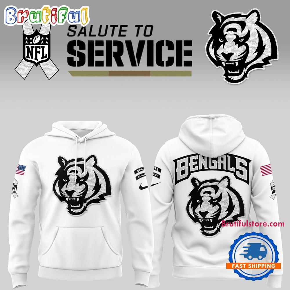 Cincinnati Bengals 2024 NFL Salute to Service New Design White Hoodie