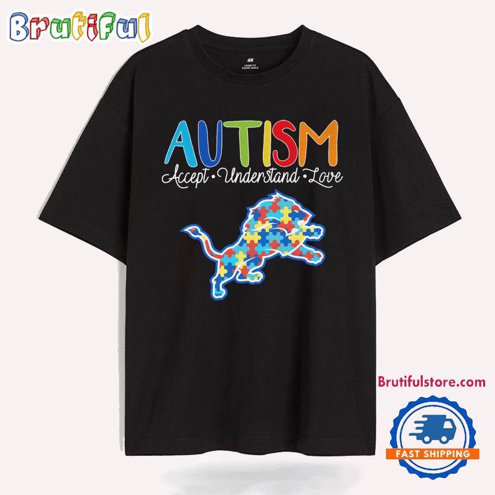Detroit Lions Autism Accept Understand Love New T Shirt