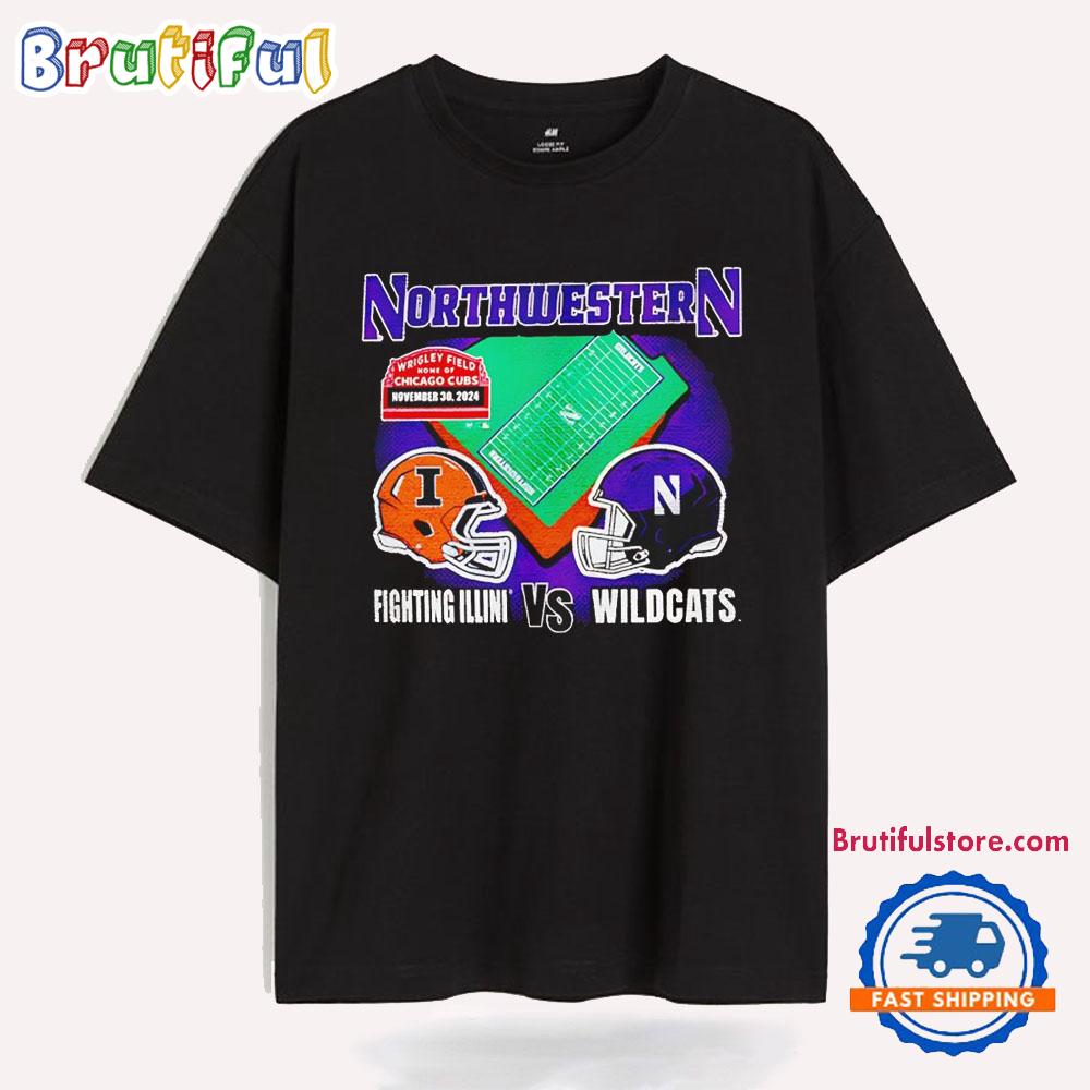 Illinois Fighting Illini vs Northwestern Wildcats Wrigley Field home of Chicago Cubs T Shirt