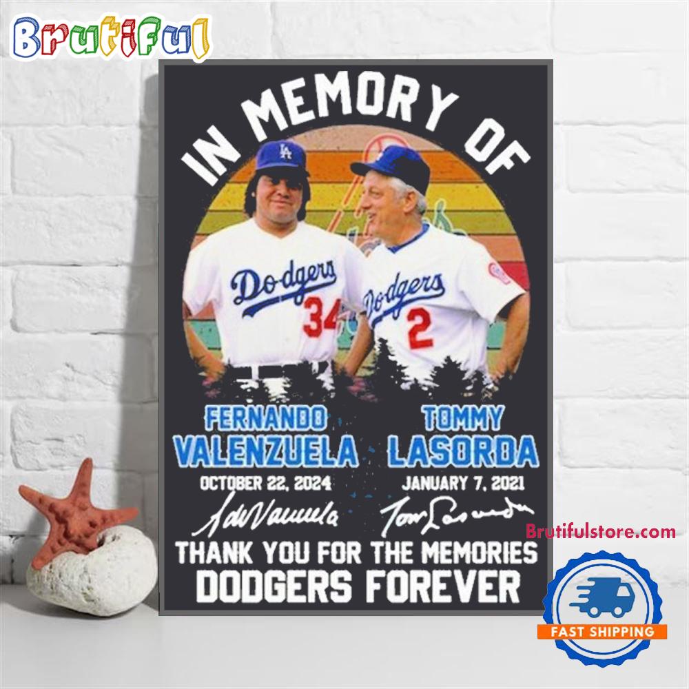 Los Angeles Dodgers In Memory Of Fernando Valenzuela Tommy Lasorda Poster Canvas Art