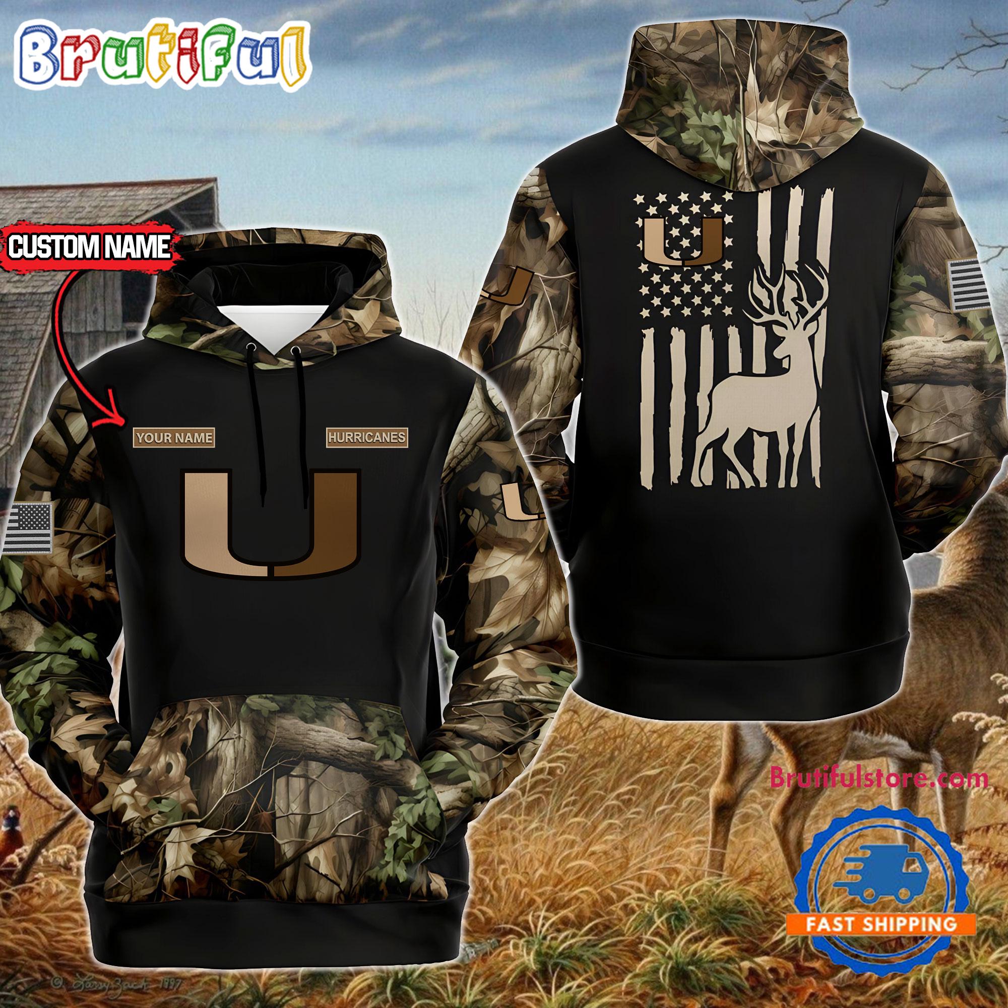 NCAA Miami Hurricanes Sporty Camo Hunting Style Hoodie, Sweatshirt, TShirt