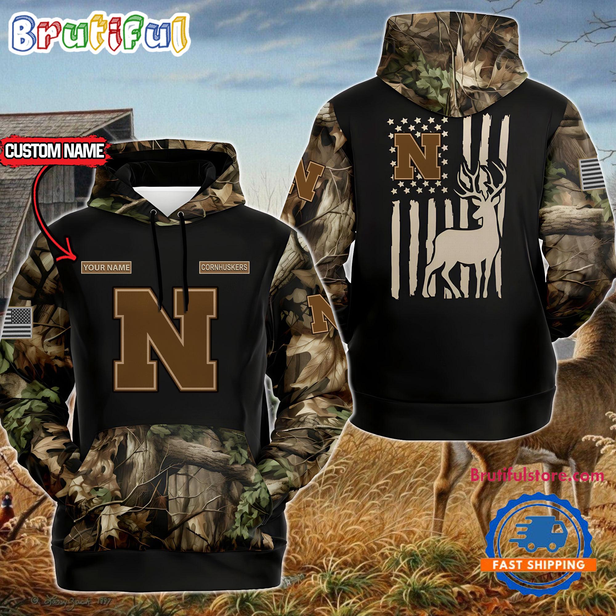 NCAA Nebraska Cornhuskers Sporty Camo Hunting Style Hoodie, Sweatshirt, TShirt
