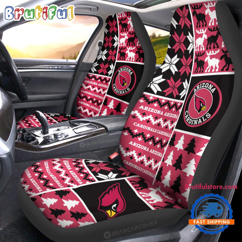 NFL Arizona Cardinals Design Christmas Car Seat Covers, Football Xmas Car Decor