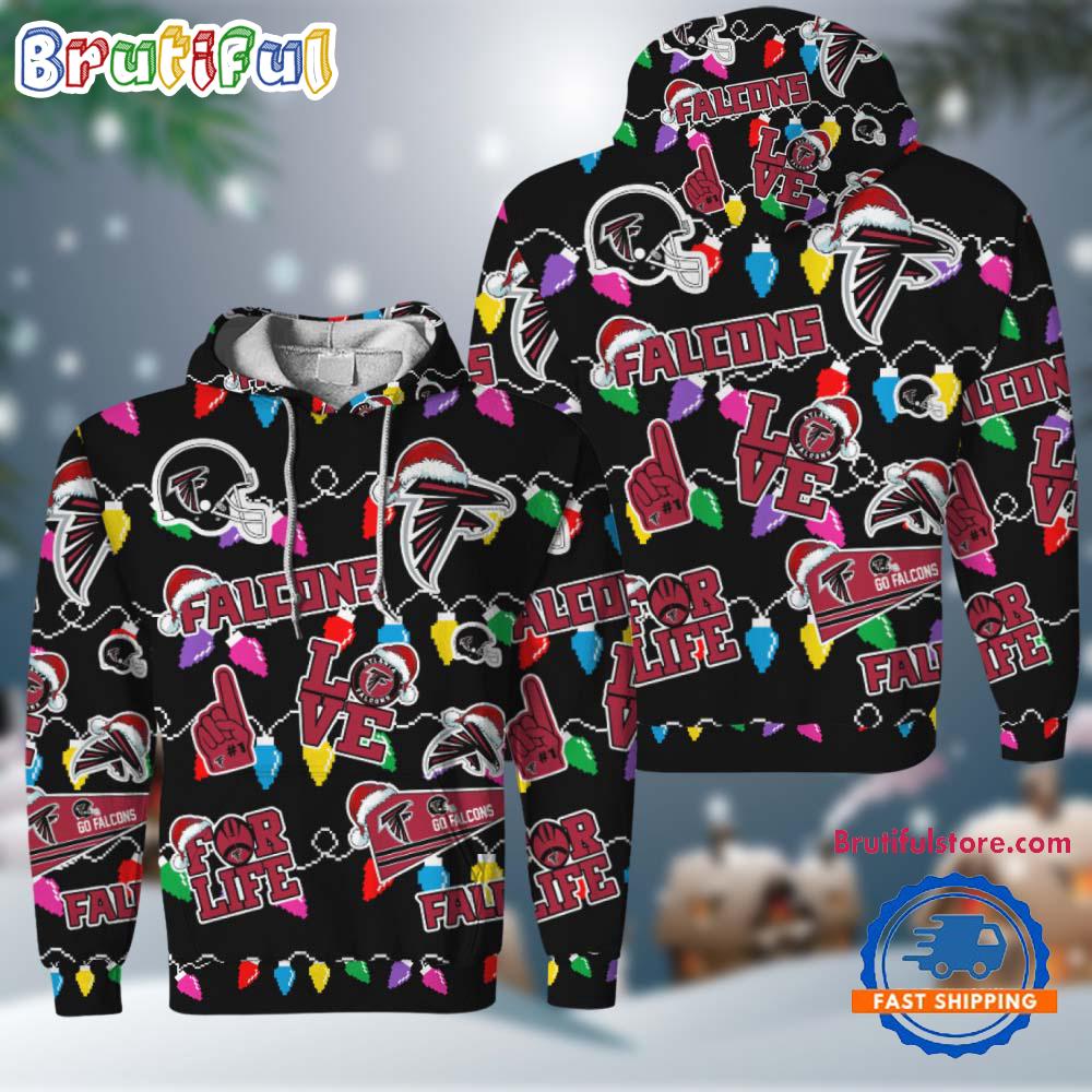 NFL Atlanta Falcons Love For Life Football Team Merry Christmas Hoodie Shirt