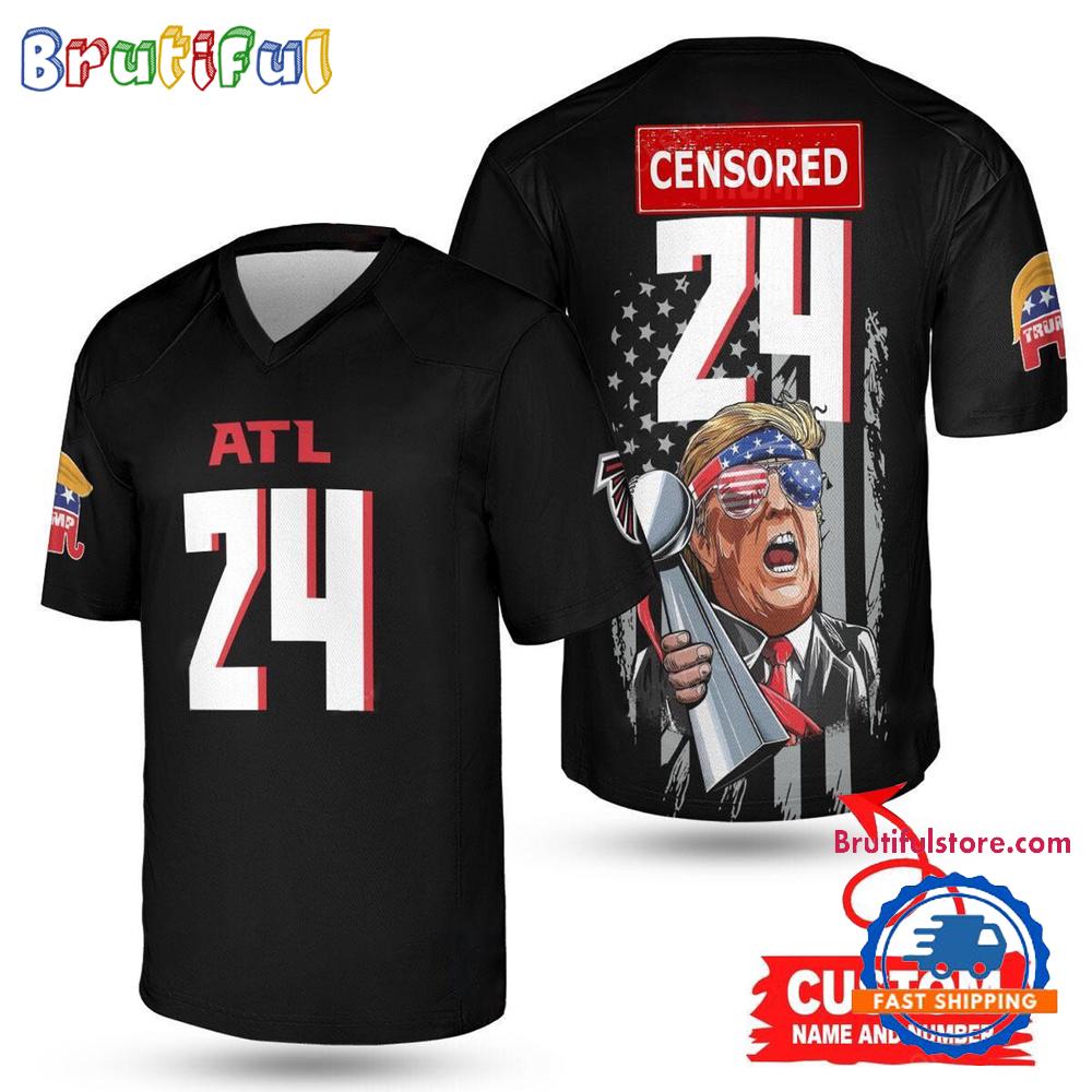 NFL Atlanta Falcons x Donald Trump With Super Bowl Trophy Limited Edition Football Jersey