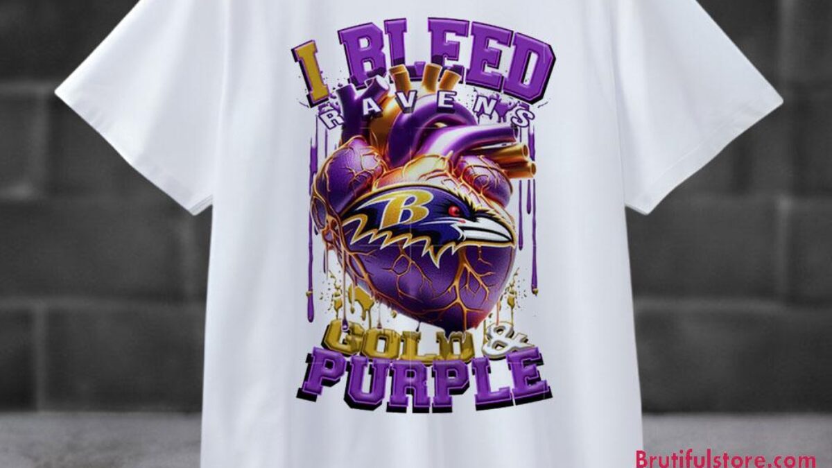 NFL Baltimore Ravens I Bleed Gold Purple Football Sporty T Shirt