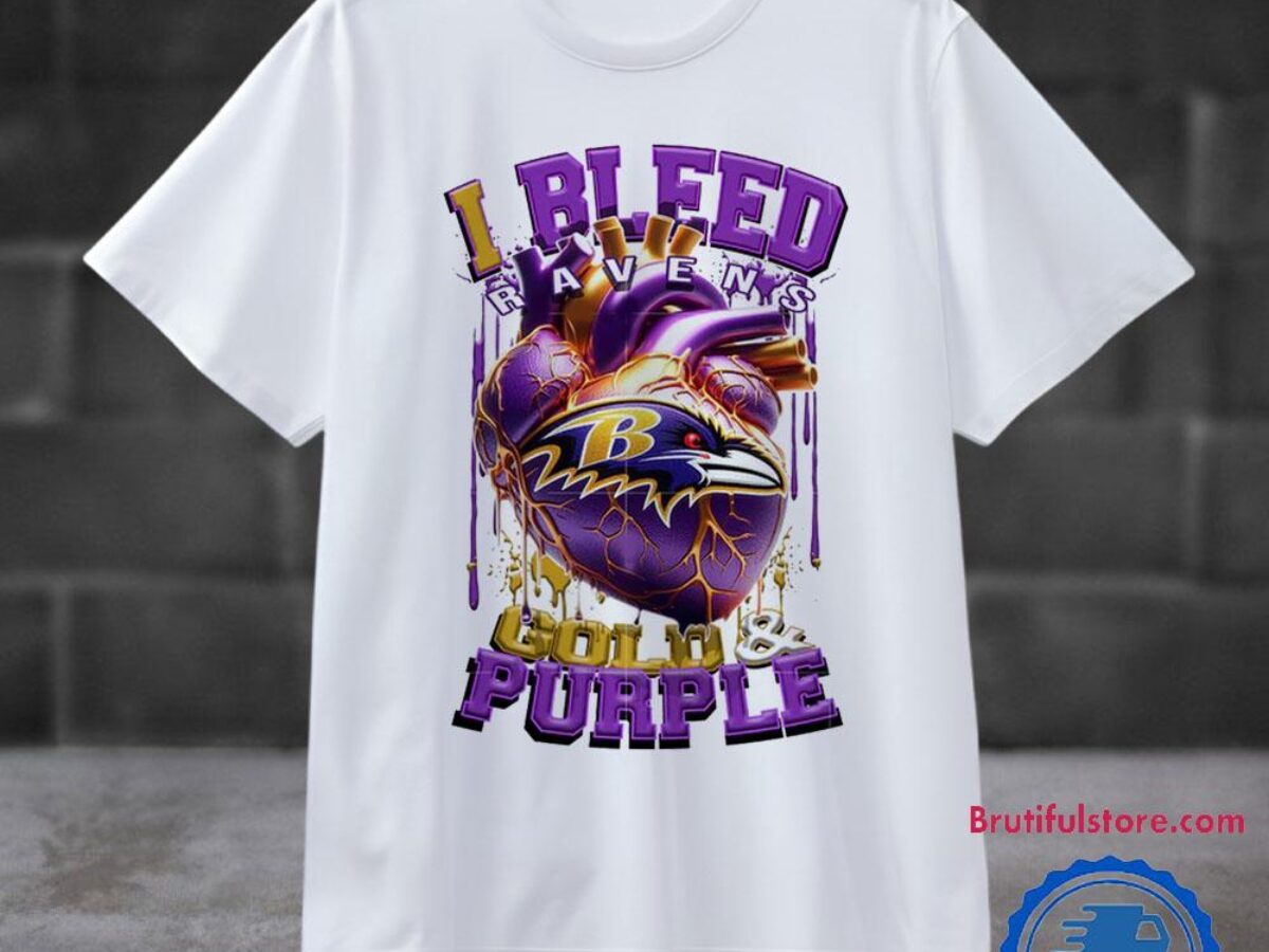 NFL Baltimore Ravens I Bleed Gold Purple Football Sporty T Shirt