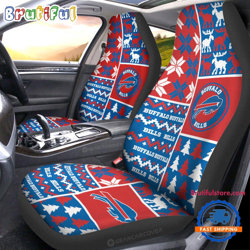 NFL Buffalo Bills Design Christmas Car Seat Covers, Football Xmas Car Decor