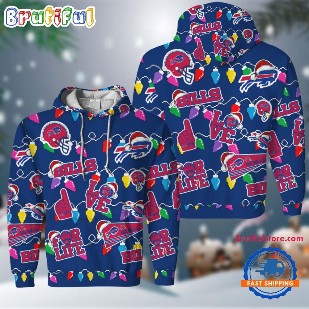 NFL Buffalo Bills Love For Life Football Team Merry Christmas Hoodie Shirt