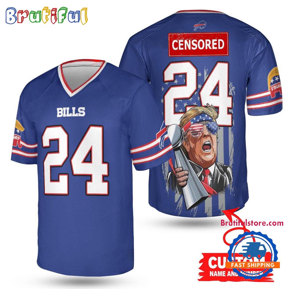 NFL Buffalo Bills x Donald Trump With Super Bowl Trophy Limited Edition Football Jersey