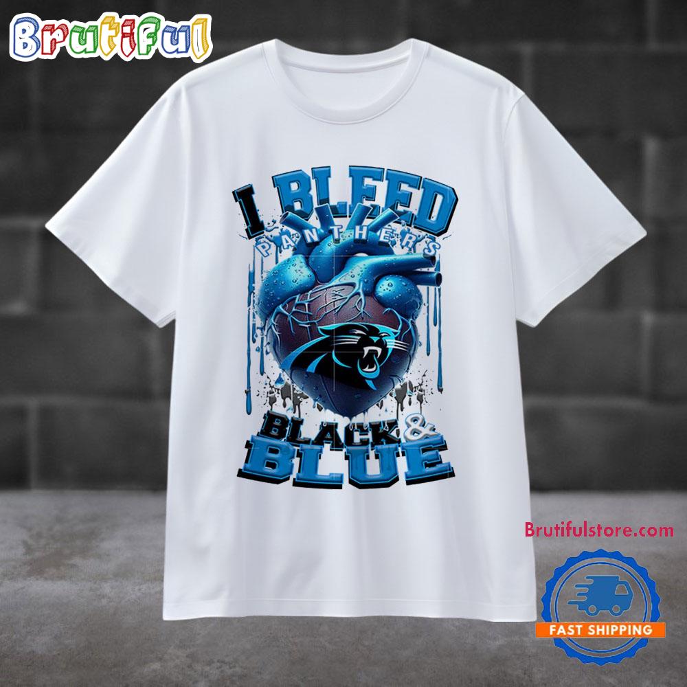 NFL Carolina Panthers I Bleed Black Blue Football Sporty T Shirt
