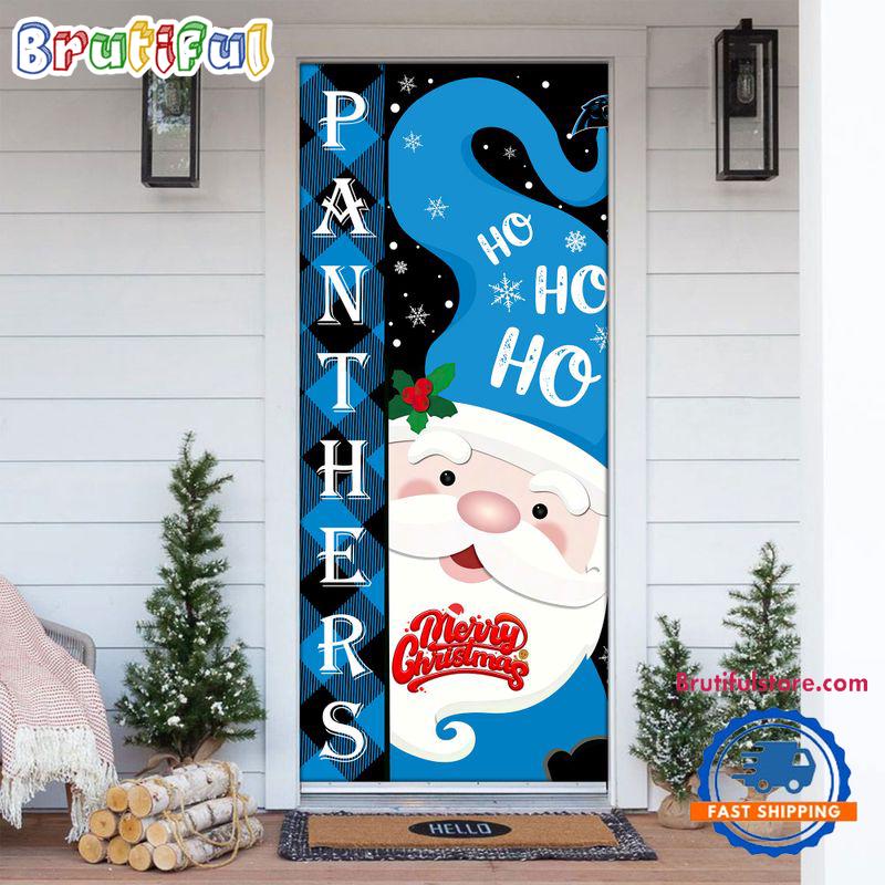 NFL Carolina Panthers Santa Claus HoHoHo Football Christmas Door Cover