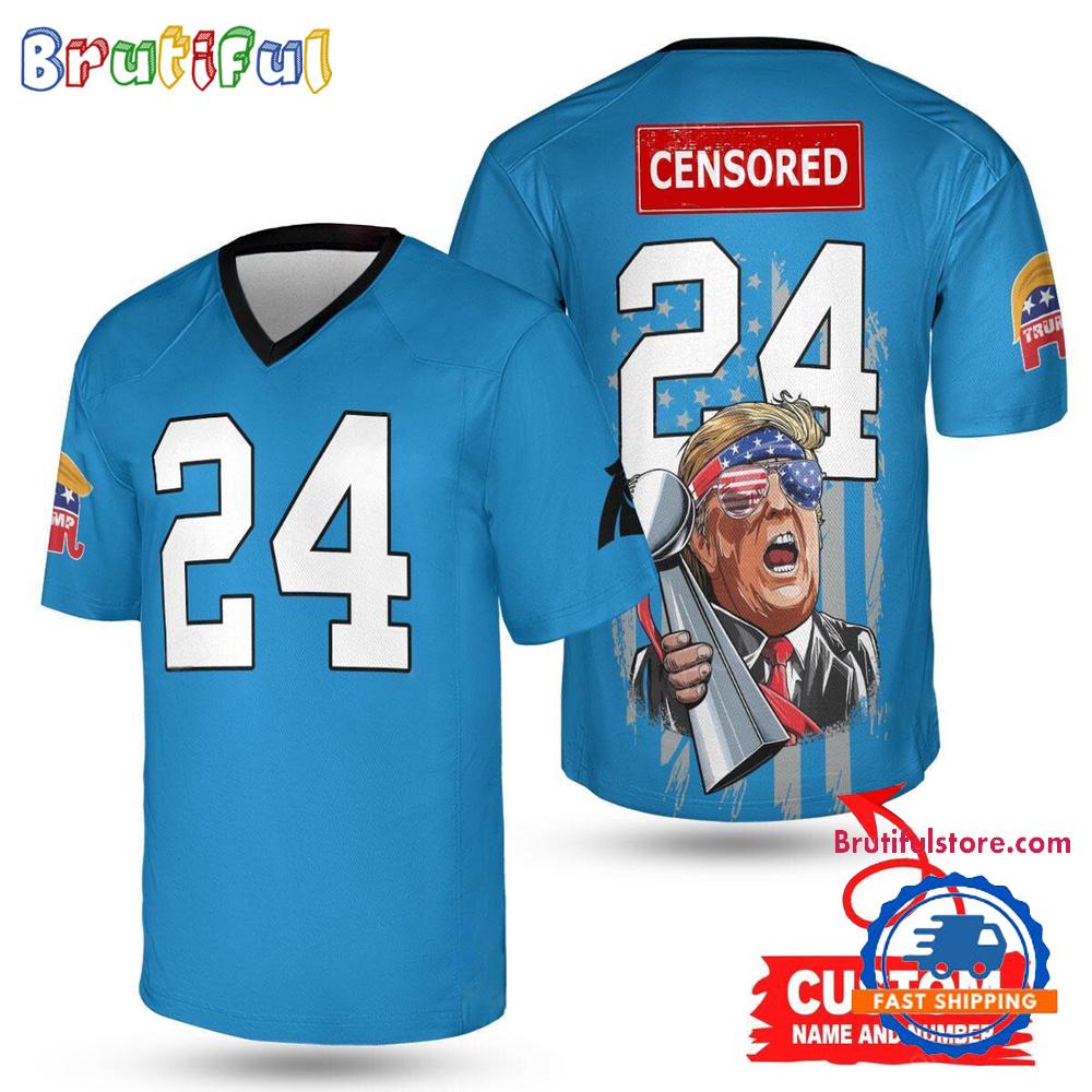 NFL Carolina Panthers x Donald Trump With Super Bowl Trophy Limited Edition Football Jersey