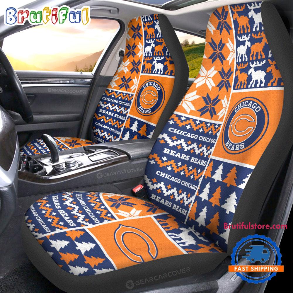 NFL Chicago Bears Design Christmas Car Seat Covers, Football Xmas Car Decor