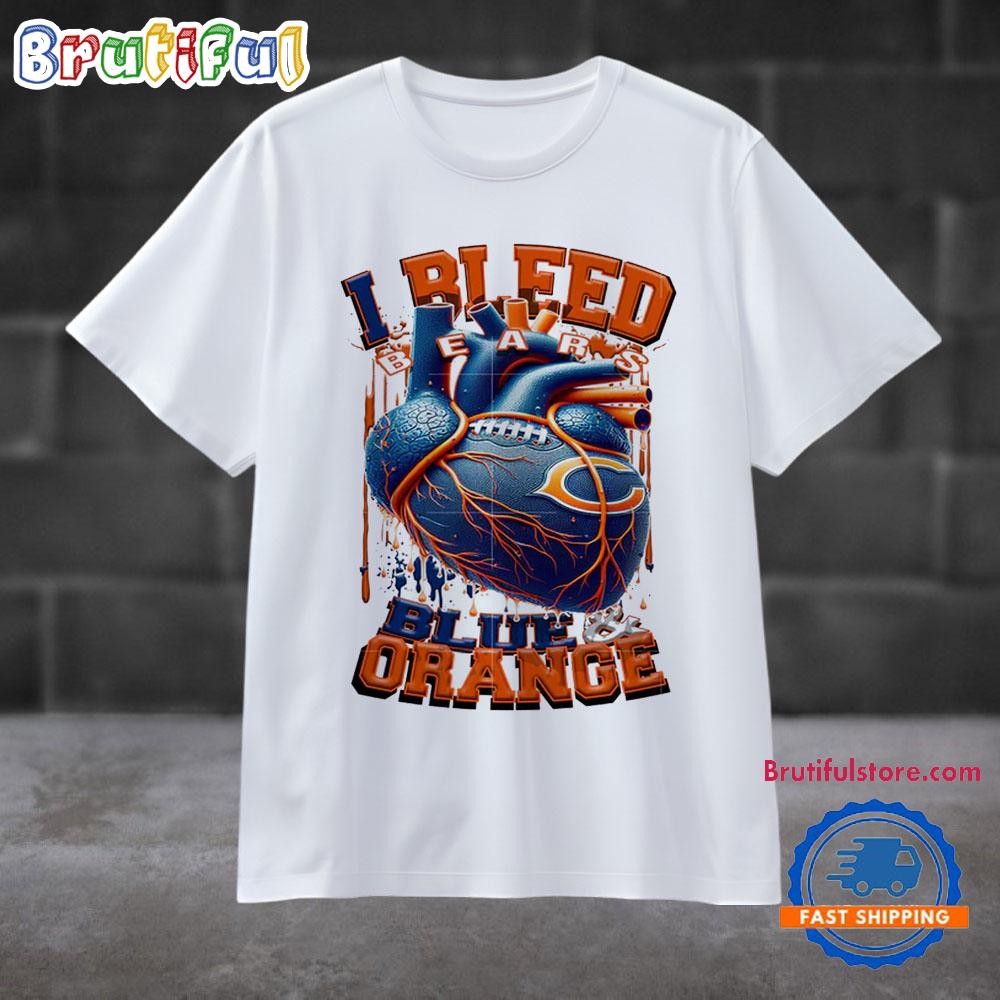 NFL Chicago Bears I Bleed Blue Orance Football Sporty T Shirt