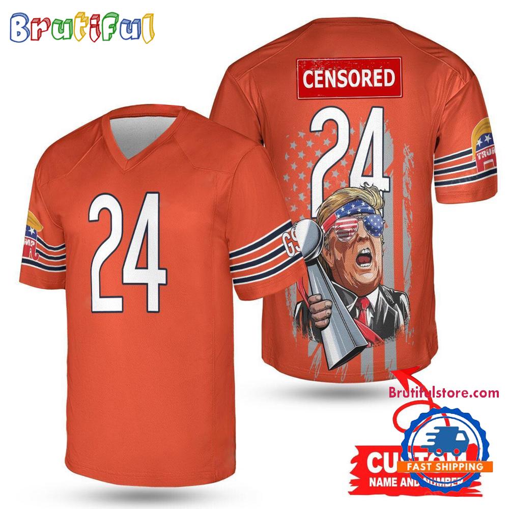 NFL Chicago Bears x Donald Trump With Super Bowl Trophy Limited Edition Football Jersey