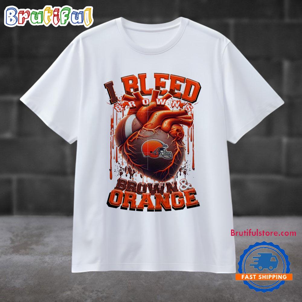 NFL Cleveland Browns I Bleed Brown Orange Football Sporty T Shirt