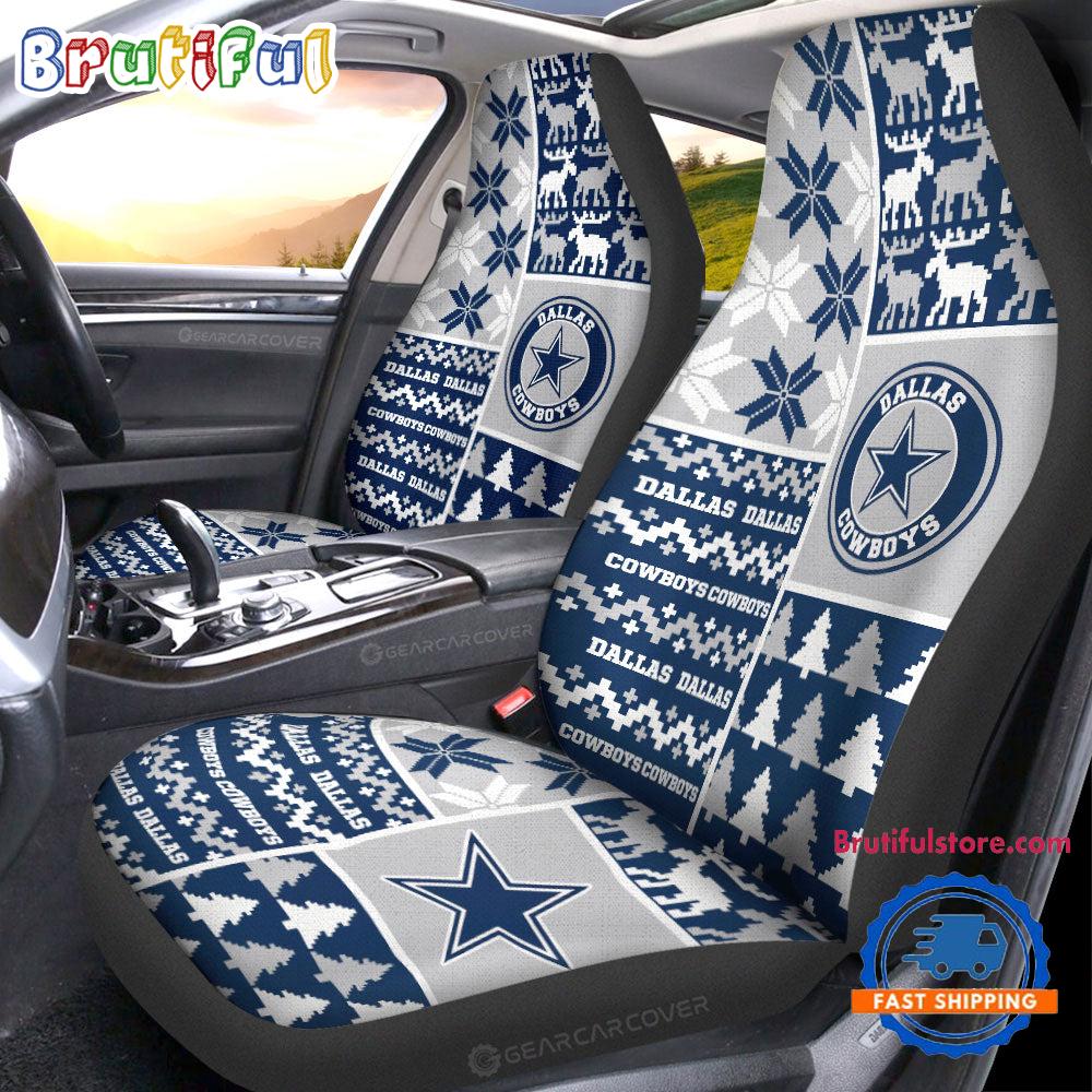 NFL Dallas Cowboys Design Christmas Car Seat Covers, Football Xmas Car Decor