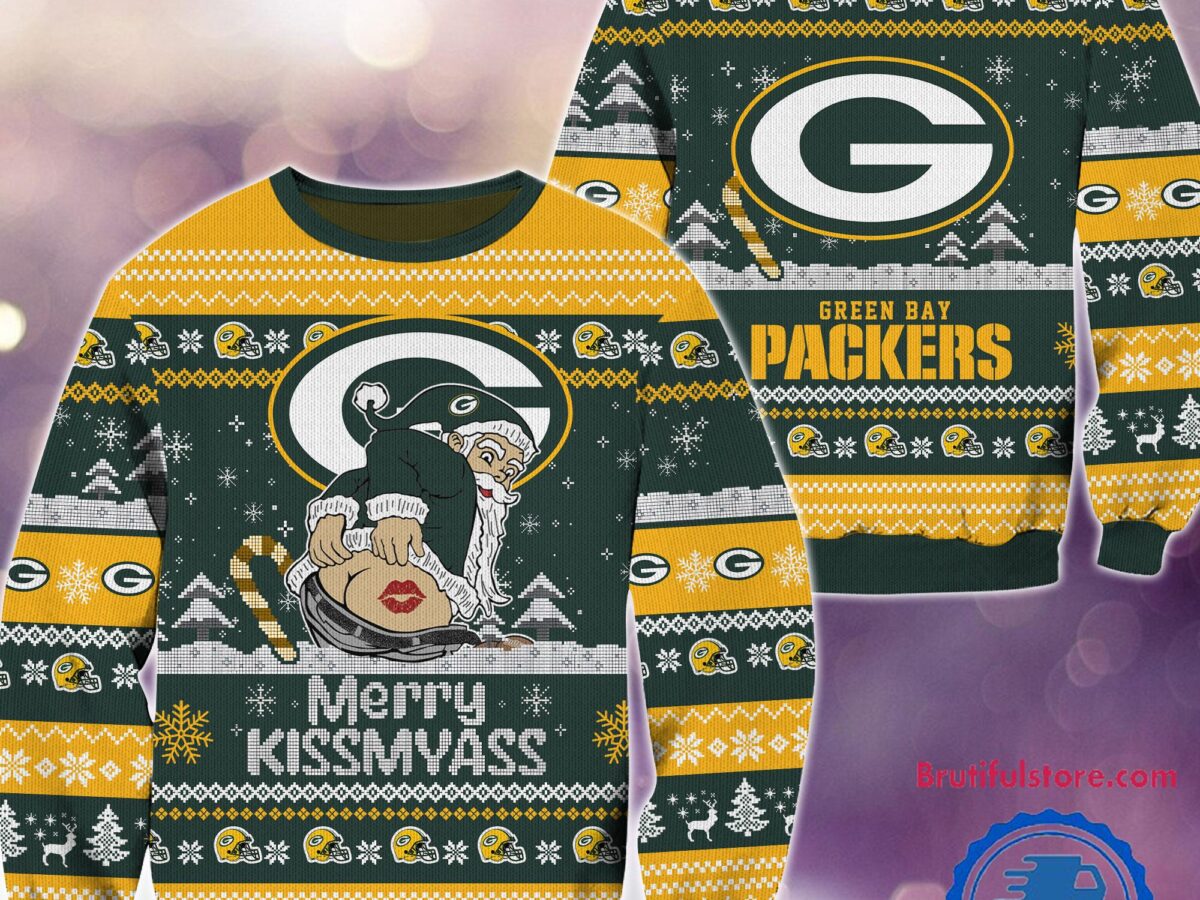 Green Bay Packers NFL 2024 Merrykissmyass Funny Santa Claus