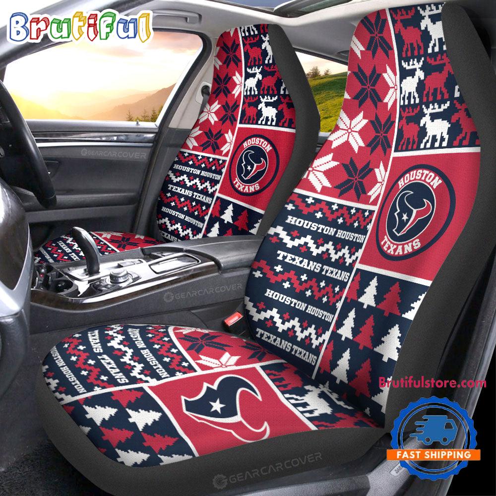 NFL Houston Texans Design Christmas Car Seat Covers, Football Xmas Car Decor