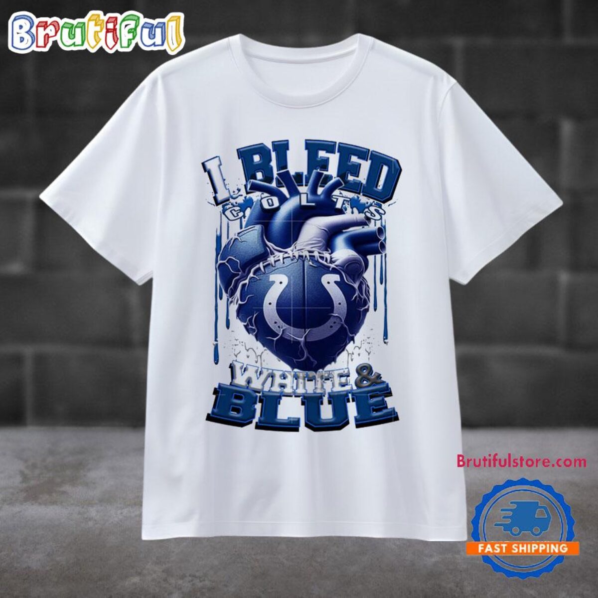 NFL Indianapolis Colts I Bleed White Blue Football Sporty T Shirt