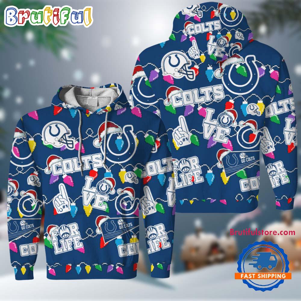 NFL Indianapolis Colts Love For Life Football Team Merry Christmas Hoodie Shirt
