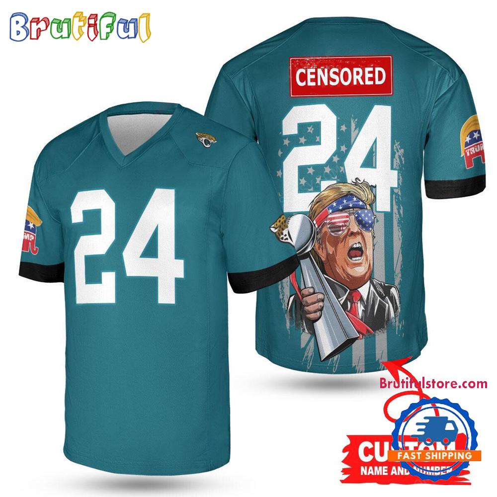 NFL Jacksonville Jaguars x Donald Trump With Super Bowl Trophy Limited Edition Football Jersey