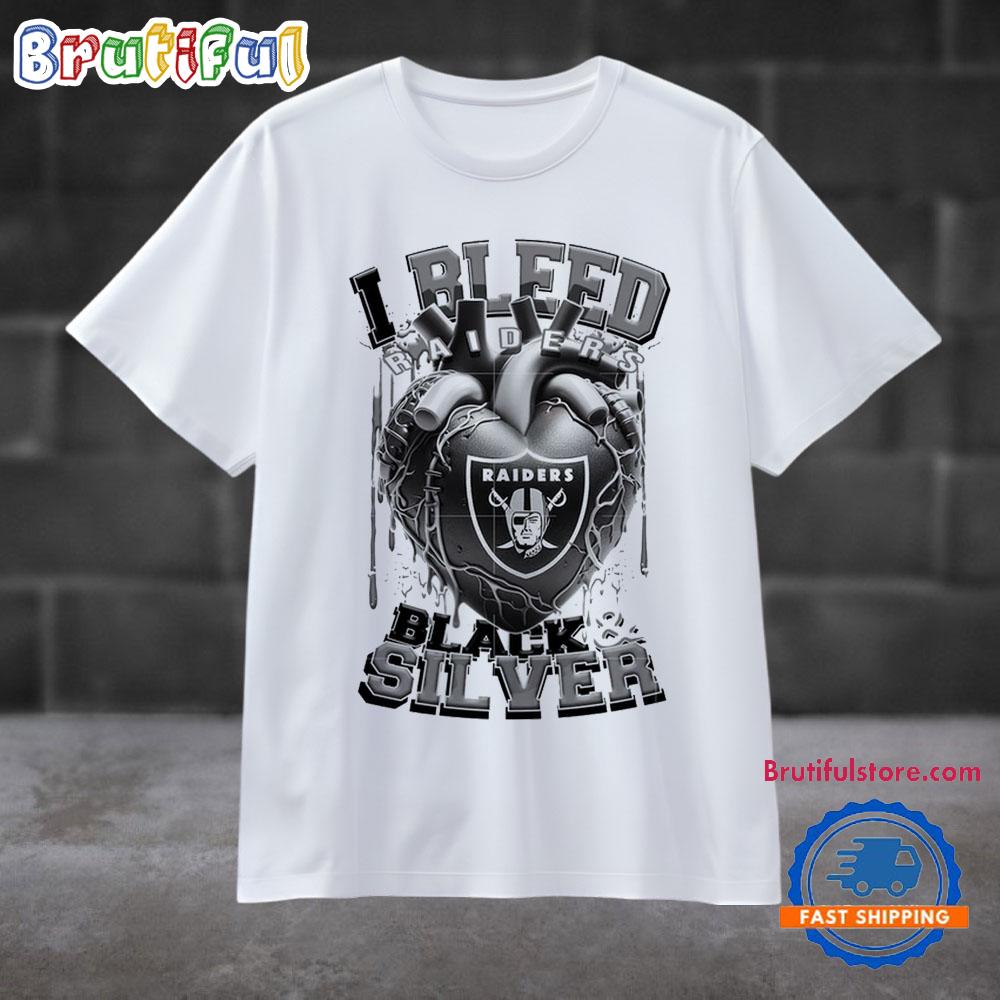 NFL Las Vegas Raiders I Bleed Black Silver Football Sporty T Shirt