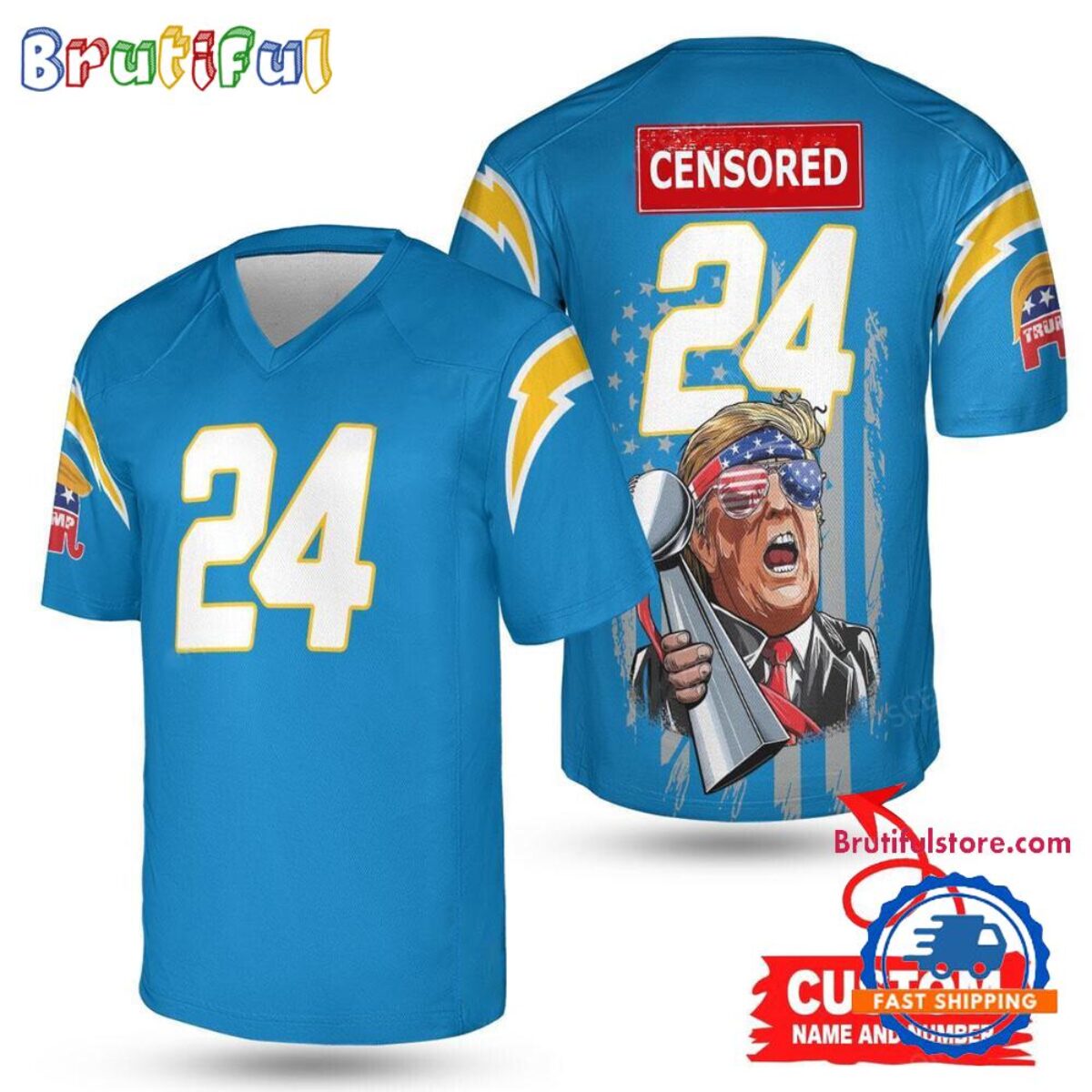 NFL Los Angeles Chargers x Donald Trump With Super Bowl Trophy 