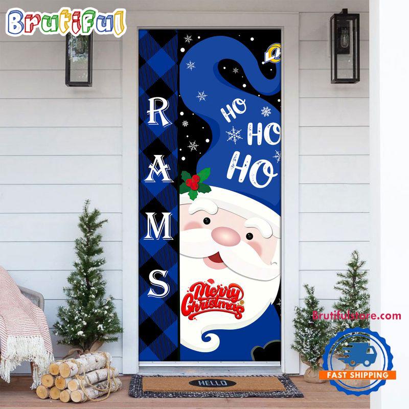 NFL Los Angeles Rams Santa Claus HoHoHo Football Christmas Door Cover
