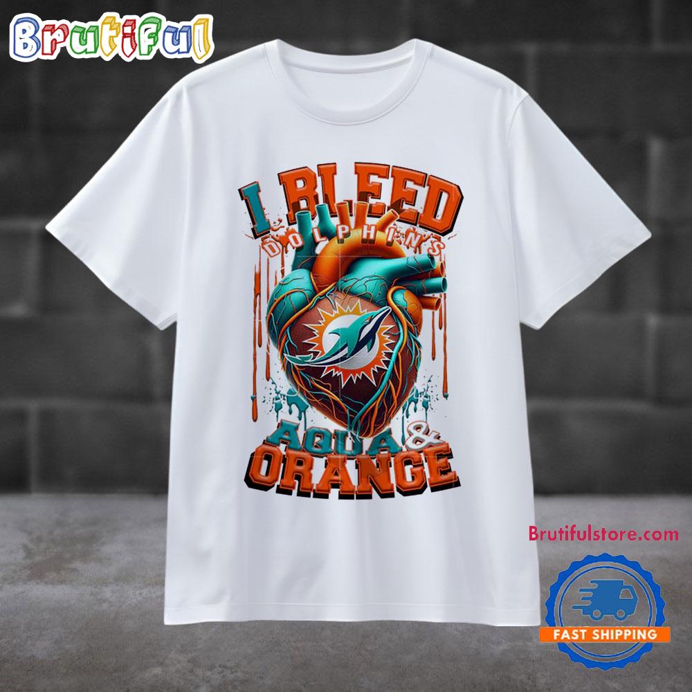 NFL Miami Dolphins I Bleed Aqua Orance Football Sporty T Shirt