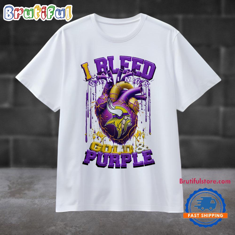 NFL Minnesota Vikings I Bleed Gold Purple Football Sporty T Shirt