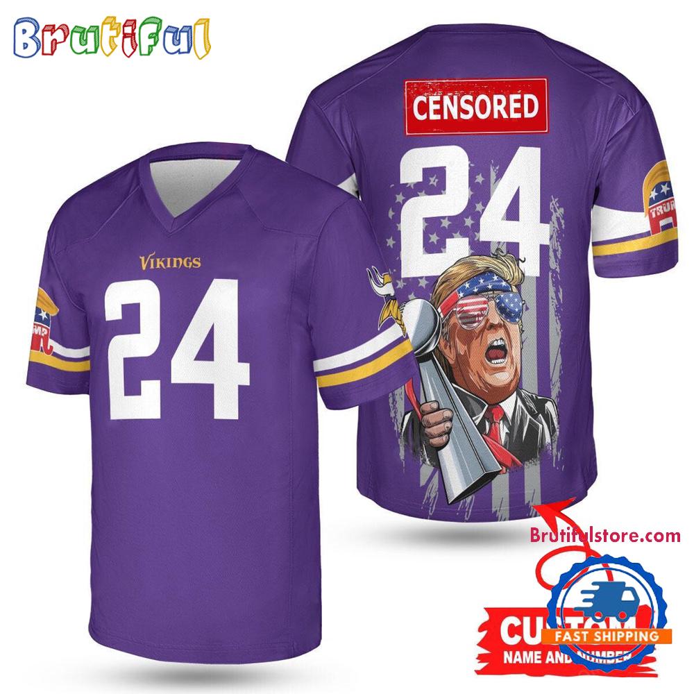 NFL Minnesota Vikings x Donald Trump With Super Bowl Trophy Limited Edition Football Jersey