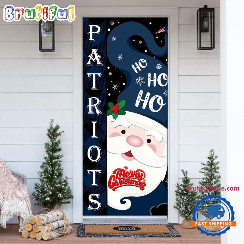 NFL New England Patriots Santa Claus HoHoHo Football Christmas Door Cover