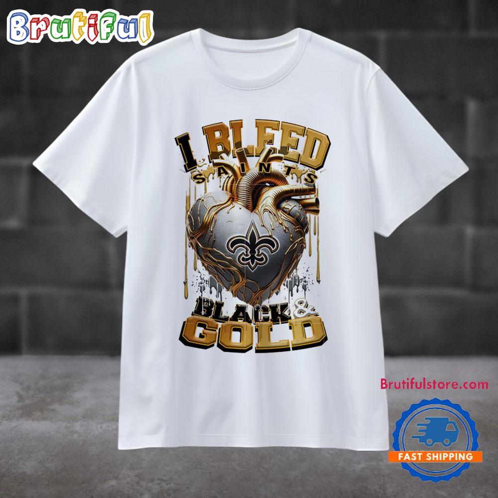 NFL New Orleans Saints I Bleed Black Gold Football Sporty T Shirt