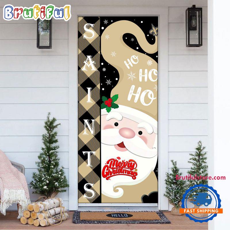 NFL New Orleans Saints Santa Claus HoHoHo Football Christmas Door Cover