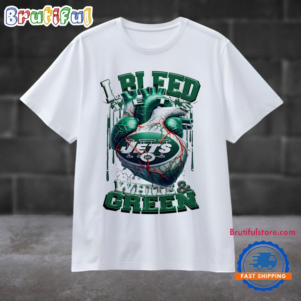 NFL New York Jets I Bleed White Green Football Sporty T Shirt
