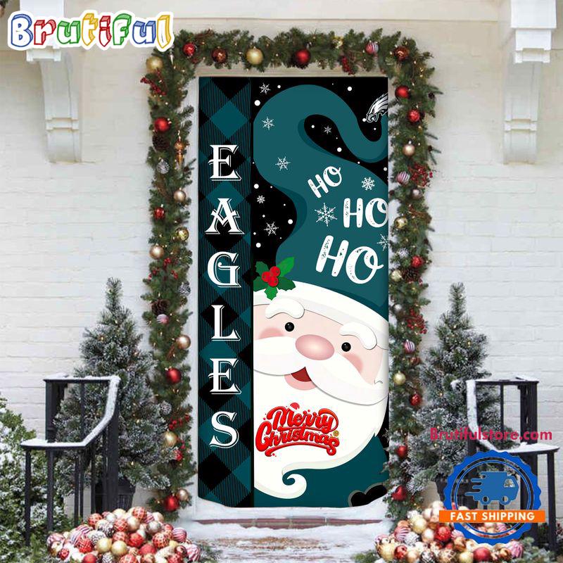 NFL Philadelphia Eagles Santa Claus HoHoHo Football Christmas Door Cover