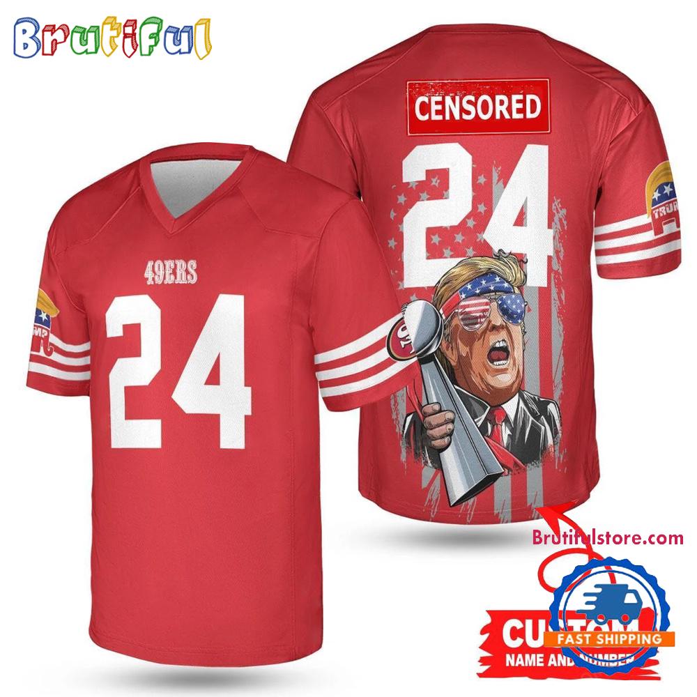 NFL San Francisco 49ers x Donald Trump With Super Bowl Trophy Limited Edition Football Jersey