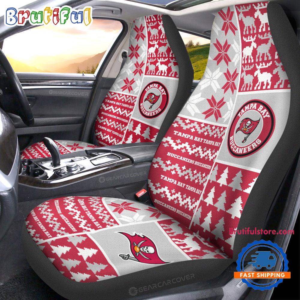 NFL Tampa Bay Buccaneers Design Christmas Car Seat Covers, Football Xmas Car Decor
