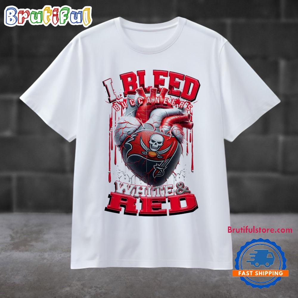 NFL Tampa Bay Buccaneers I Bleed White Red Football Sporty T Shirt