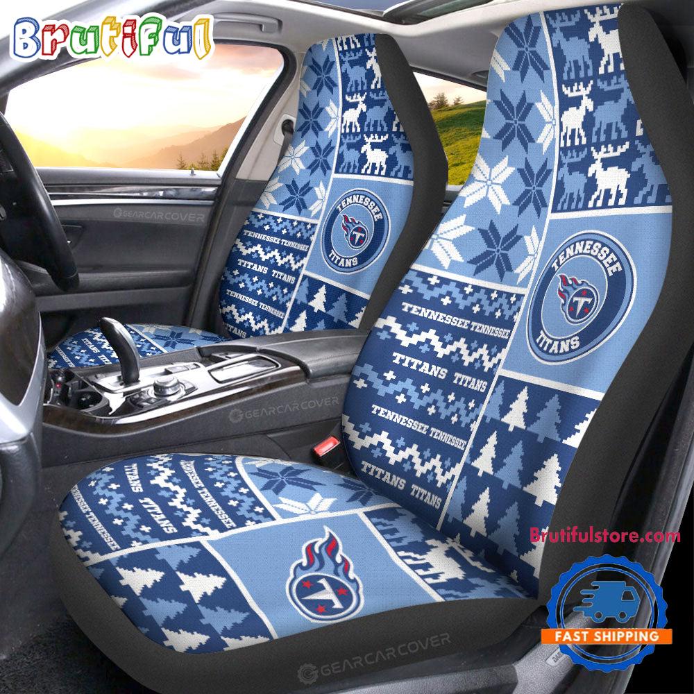 NFL Tennessee Titans Design Christmas Car Seat Covers, Football Xmas Car Decor