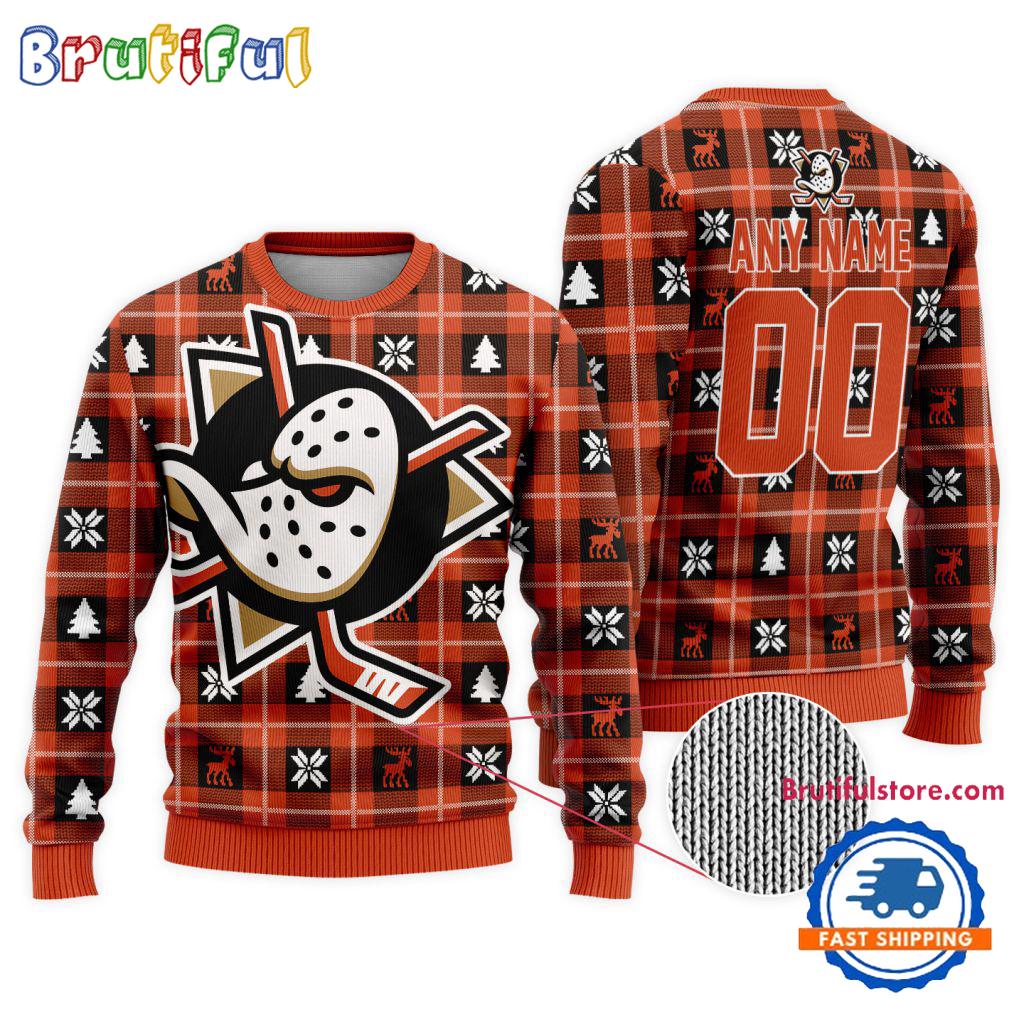 NHL Anaheim Ducks Personalized Snow Tree Ugly Christmas Sweater