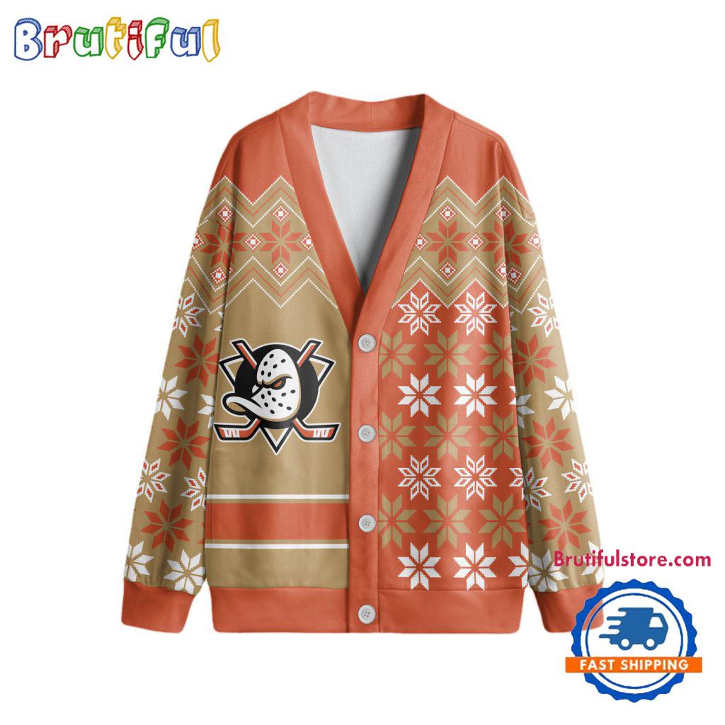 NHL Anaheim Ducks Spcial Ugly Christmas Hockey Design Cardigan, Hockey Fans Cardigan Shirt