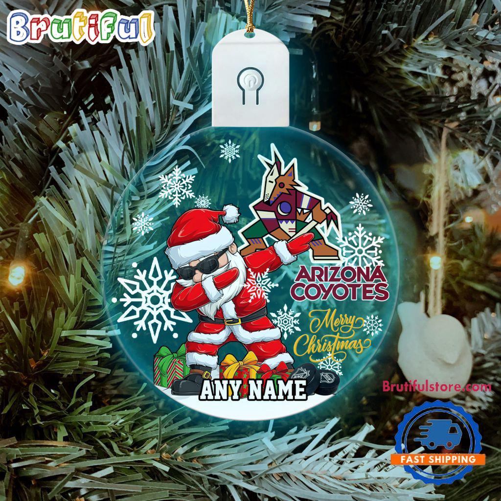 NHL Arizona Coyotes Personalized Santa Claus Hockey Team Logo Christmas Led Acrylic Ornament