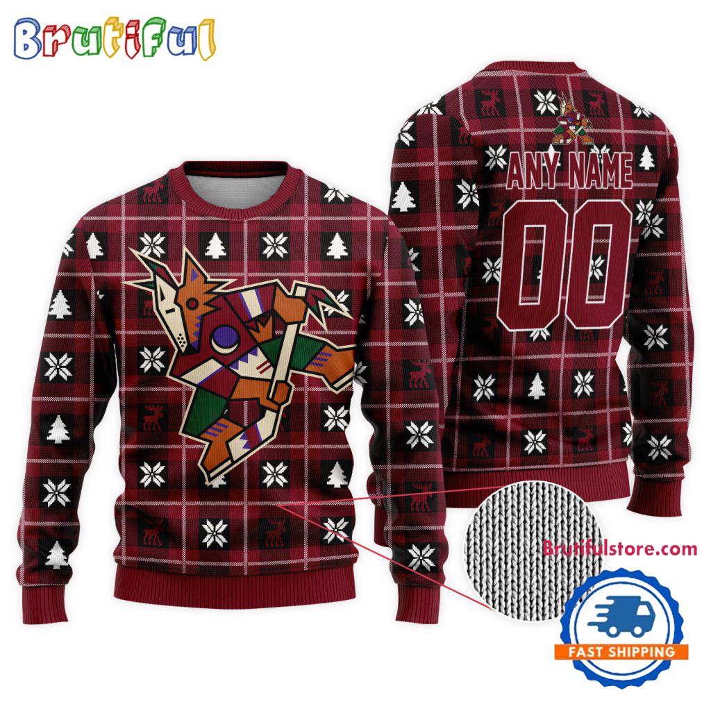 NHL Arizona Coyotes Personalized Snow Tree Ugly Christmas Sweater