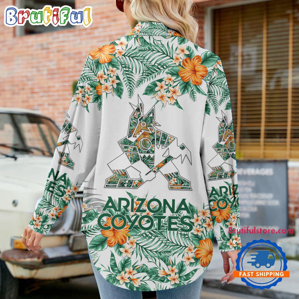 NHL Arizona Coyotes Special Hockey Team Hawaiian Design Women's Casual Shirt