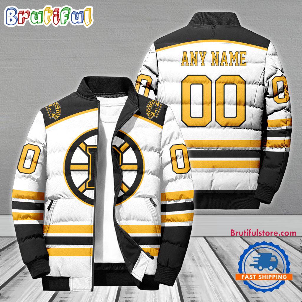 NHL Boston Bruins Hockey Team Personalized Away New Puffer Jacket