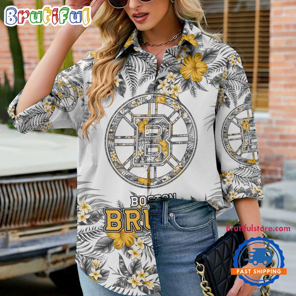 NHL Boston Bruins Special Hockey Team Hawaiian Design Women's Casual Shirt